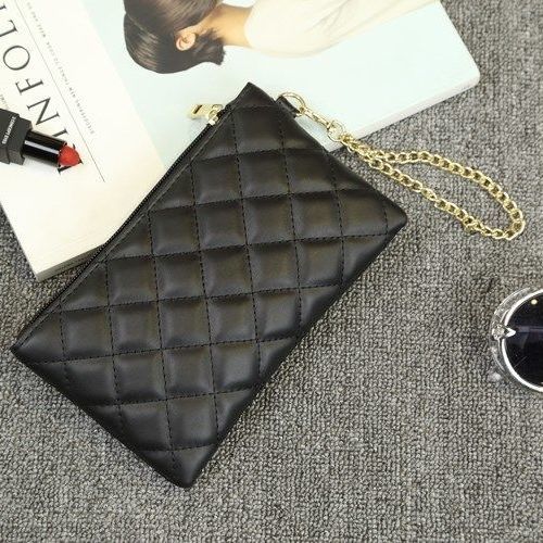 Diamond Lattice Long Wallets Women Chain Clutch Zipper Bags Money Coin Elegant Retro PU Leather Lady All-match High Quality Chic