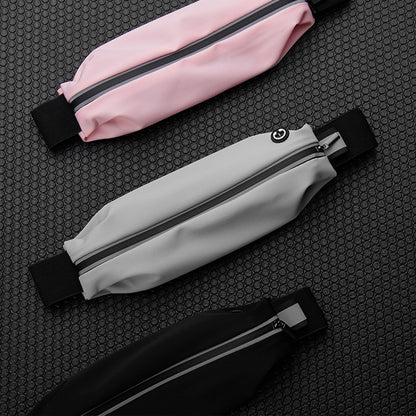 New Sports Running Waist Bag Casual Solid Zipper Elastic Waterproof Reflective Phone Case Leisure Sports Bag