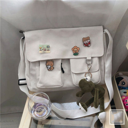 Crossbody Women&#39;s Bag Messenger Casual Canvas Fashion Shoulder Ladies Pouch Women Sweet Printed Cute Pendant Diagonal Female Bag