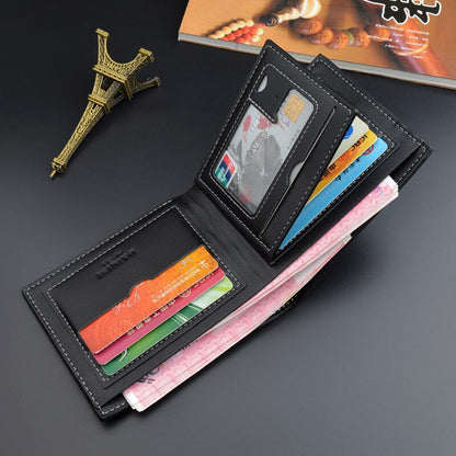 Casual Men&#39;s Wallets Leather Solid Luxury Wallet Men Pu Leather Slim Bifold Short Purses Credit Card Holder Business Male Purse