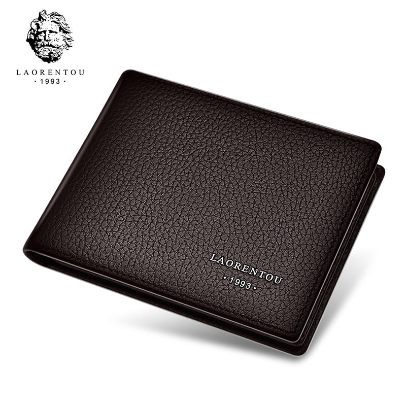 LAORENTOU Coin Purse Genuine Leather Men Wallet Card Holder for Male Driver&#39;s License Holder Leather Bifold Wallets Slim Wallet