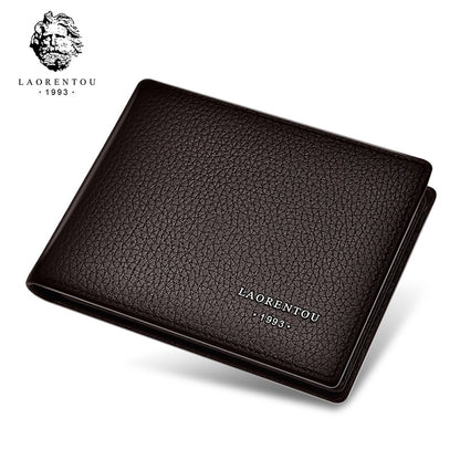 LAORENTOU Coin Purse Genuine Leather Men Wallet Card Holder for Male Driver&#39;s License Holder Leather Bifold Wallets Slim Wallet