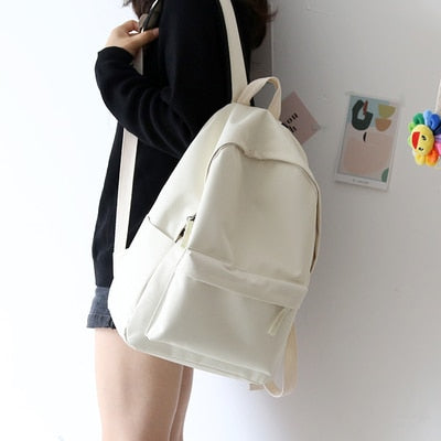 Simple Classic Designe Canvas Women Backpack School Student Book Bag Leisure Travel Young