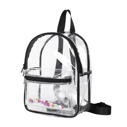 Fashion Waterproof PVC Bag Light green transparent Sequin Bag Backpacks Women School Bags for Adults and Students