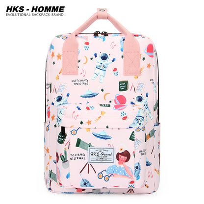 Fashion Women Backpack for School Teenagers Girls Stylish School Bag Ladies Canvas Fabric Backpack Female Bookbag laptopbag