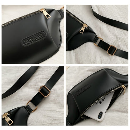 Fashion Women Solid Color Crossbody Bag Casual Ladies PU Leather Fanny Packs Small Purse Vintage Pure Color Leather Bag