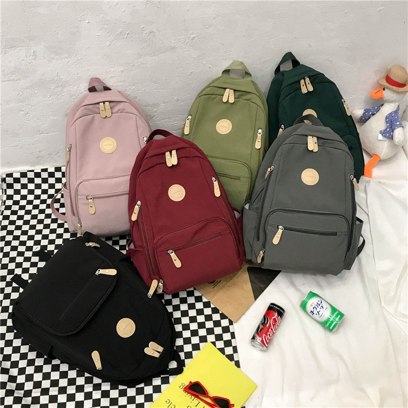 Waterproof Nylon Women&#39;s Backpack Female Travel Bag Backpacks Schoolbag for Teenage Girls Multi-pocket Bookbag Ladies Satchel