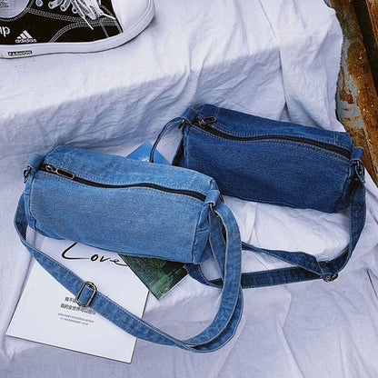Shoulder Bags Women Vintage Denim Cross-body Adjusted Strap Zipper Leisure All-match Students Daily Brief Stylish Handbags Chic