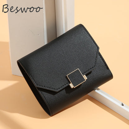 New Fashion Short Wallets for Women Leather Cute Mini Money Clutch Wholesale Zipper Female Coin Purses Casual Multi Card Holder