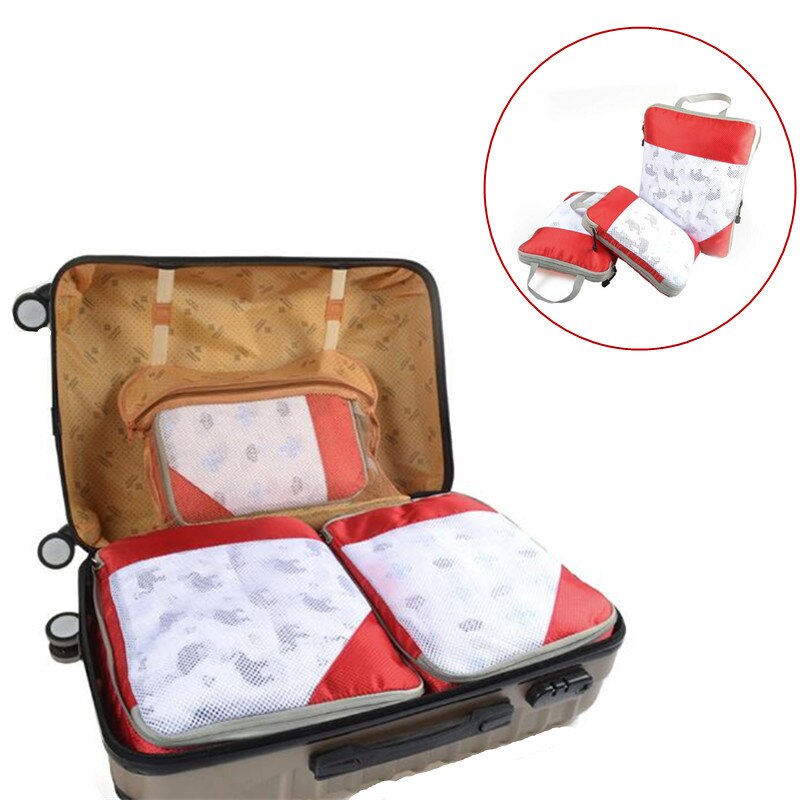 3/4/6pcs/set Compression Packing Cubes Travel Storage Bag Luggage Suitcase Organizer Set Foldable Waterproof Nylon Material