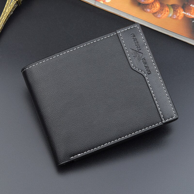 Casual Men&#39;s Wallets Leather Solid Luxury Wallet Men Pu Leather Slim Bifold Short Purses Credit Card Holder Business Male Purse