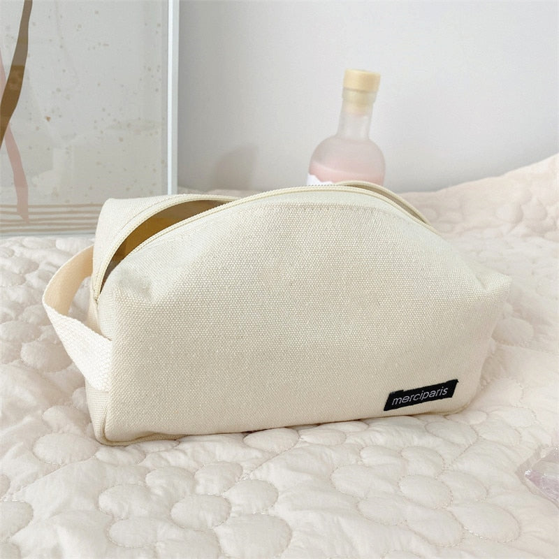 PURDORED 1 Pc Korean Style Women Cosmetic Bag Travel Canvas Makeup Bag Pouch Large Makeup Organizer Handbag Bolsa Feminina