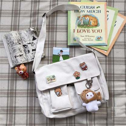 Crossbody Women&#39;s Bag Messenger Casual Canvas Fashion Shoulder Ladies Pouch Women Sweet Printed Cute Pendant Diagonal Female Bag