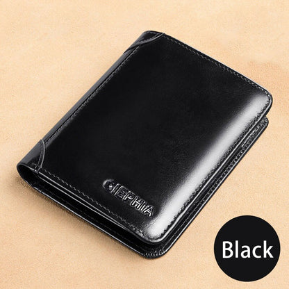 Ciephia Classic Style Genuine Leather Rfid Wallets for Men Thin Short Multi Function Tri Fold Card Holder Male Purse Money Clip
