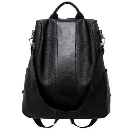 Large Capacity Shoulder Bags School Backpacks For Teenage Girl PU Leather Travel Shoulder Bag Black Bagpack