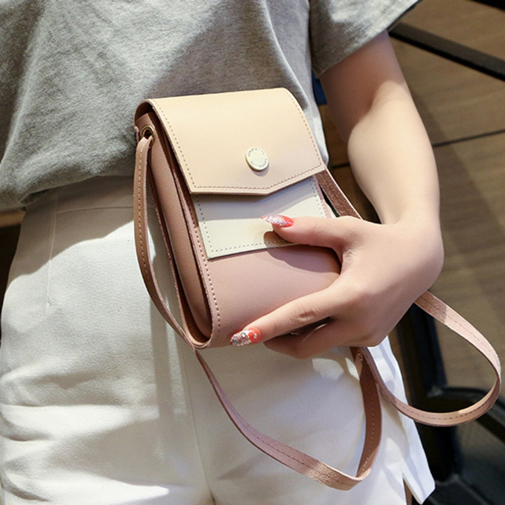 Korean Style Messenger Bags Adjustable Splice Mobile Phone Bag  Pocket Money Crossbody Bags Girl Gift Mini Multifunction Handbag