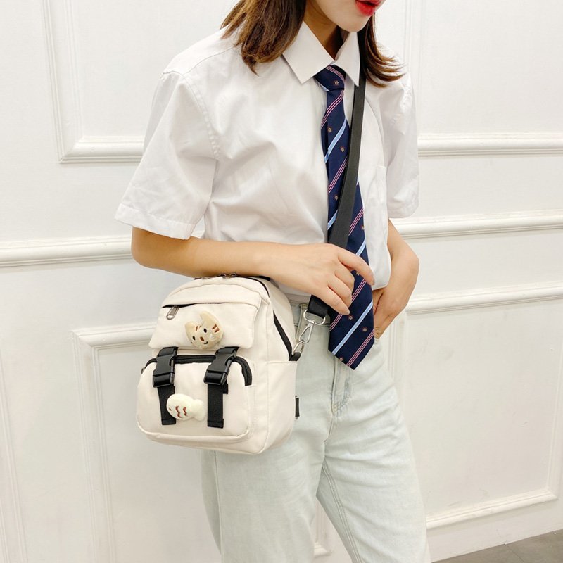 Kitten Women Backpack Fish Shoulders Bags Cute Women Black Bags Canvas Mini School Bags Multilayer Space Travel Bag New