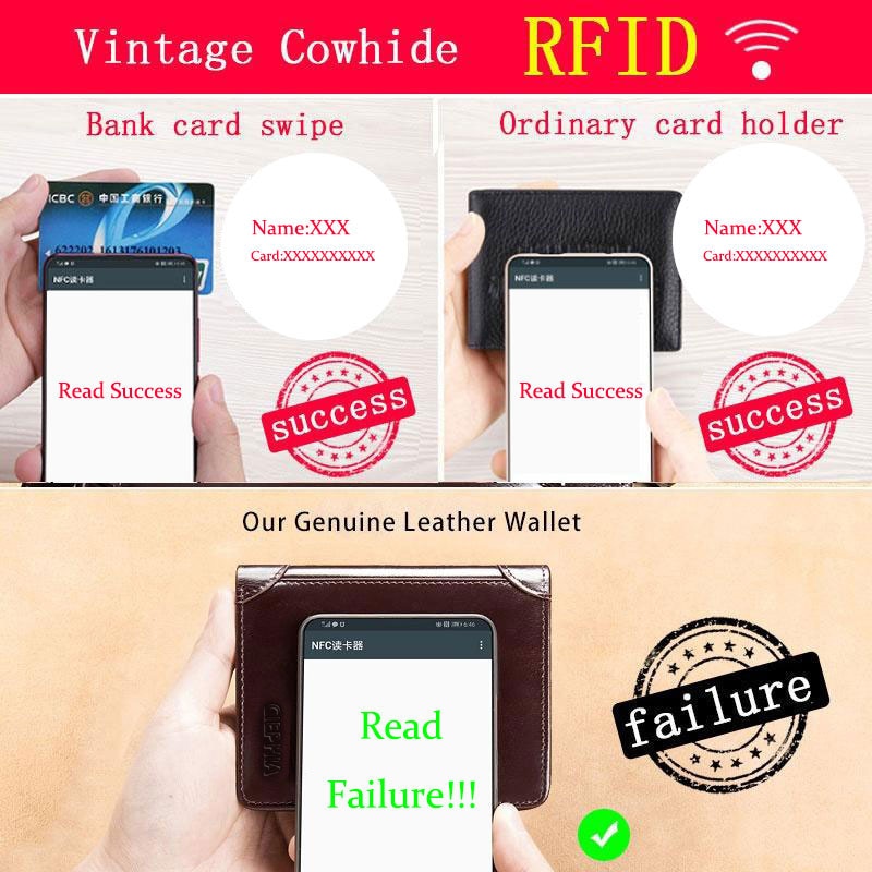 Ciephia Classic Style Genuine Leather Rfid Wallets for Men Thin Short Multi Function Tri Fold Card Holder Male Purse Money Clip