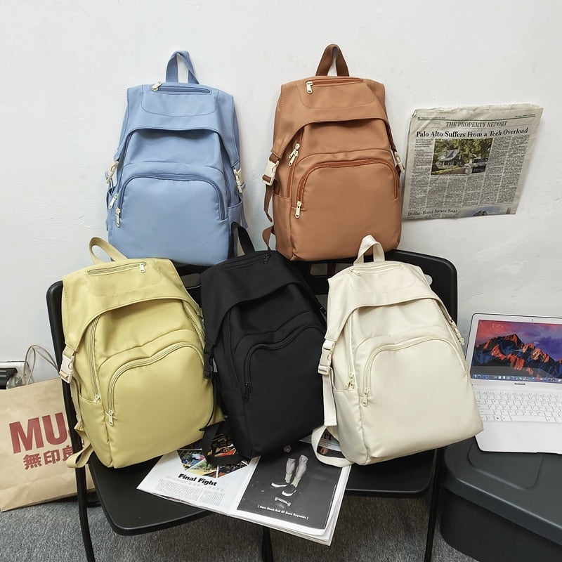 New Fashion Waterproof College Large-capacity Backpack Women Female Travel Solid Color Backpacks Teenage Girl School Bag Mochila