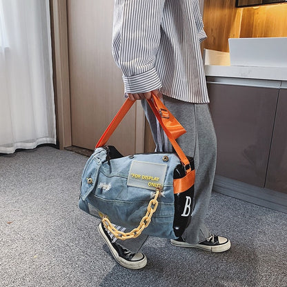 Fashion Denim Women Shoulder Bags Large Capacity Travel Bag Designer Women Bags Luxury Blue Jeans Crossbody Bag Female Big Purse