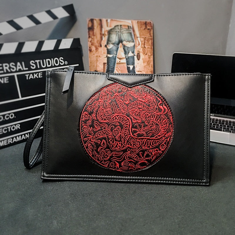 Chinese Style Dragon Embroidery Clutch Bags for Women Bag  Personality Envelope Wrist Bag IPad Bags Women Shoulder Bag Purse