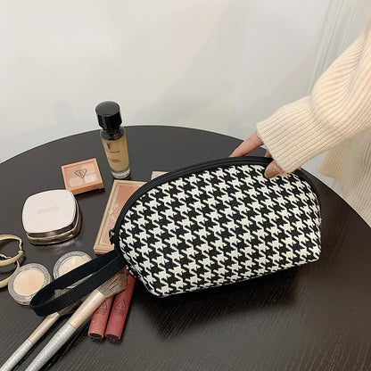 New Houndstooth Cosmetic Bag Female Classic Zipper Small Storage Bag Casual Portable Mini Makeup Canvas Bag