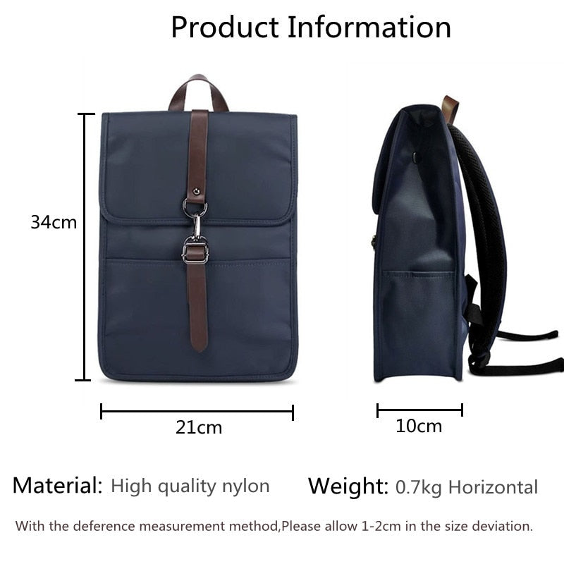 Men Fashion Backpack High Quality Waterproof Nylon School Bookbag Solid Casual Laptop Computer Backpack Simple Travelling Bag