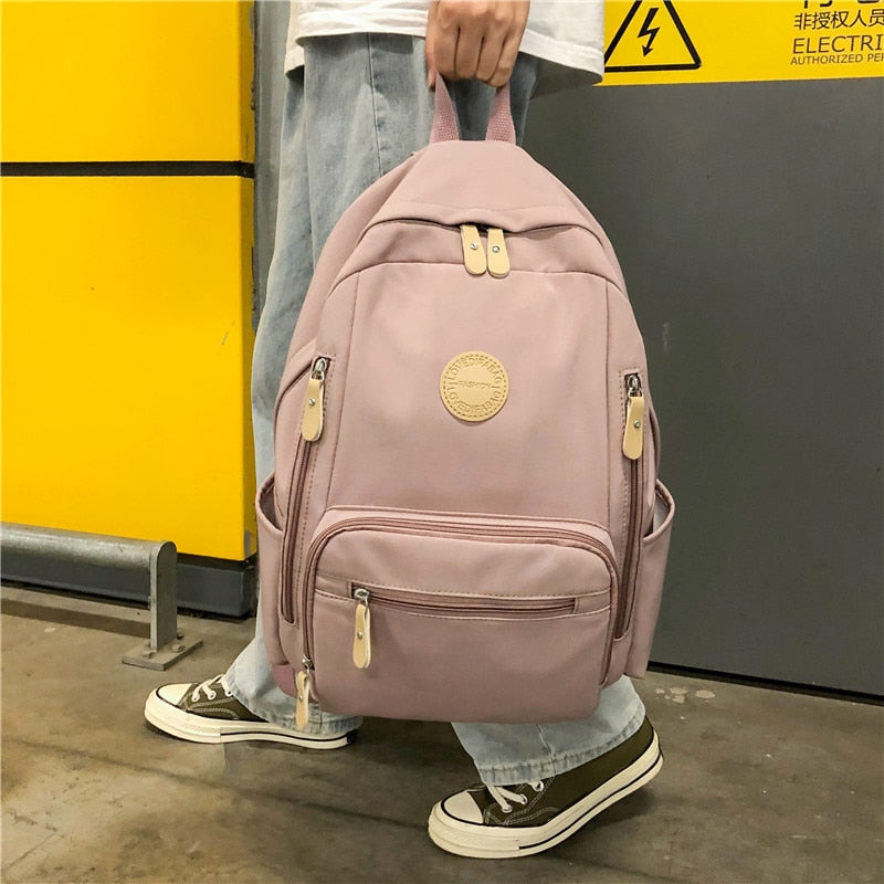 Waterproof Nylon Women&#39;s Backpack Female Travel Bag Backpacks Schoolbag for Teenage Girls Multi-pocket Bookbag Ladies Satchel