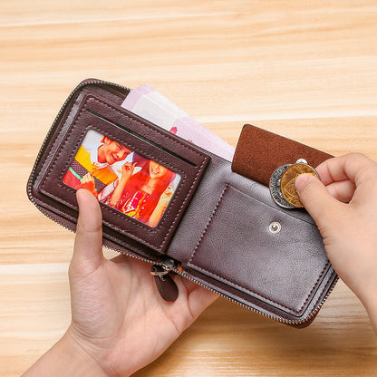 New Vintage Short Mens Wallet High Quality Business Purses Retro Small Leather Wallet Men Luxury Card Holder Zipper Coin Purse