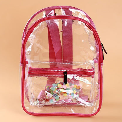 Fashion Waterproof PVC Bag Light green transparent Sequin Bag Backpacks Women School Bags for Adults and Students