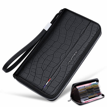 WilliamPOLO Male Genuine Leather Wallets Men Wallet Credit Business Card Holders Fashion Mobile Phone Bag  zipper Purse Handbag
