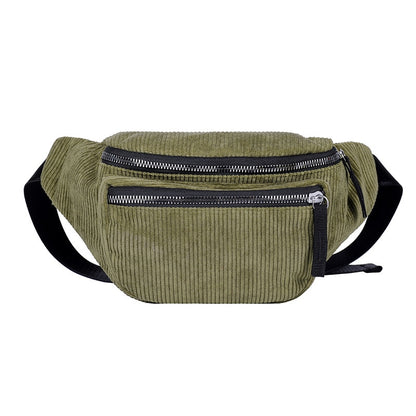Corduroy Waist Bag Designer Zipper Chest Bag Sport Travel  Girl Waist Belt Bags Fashion Phone Waist Pack for Women