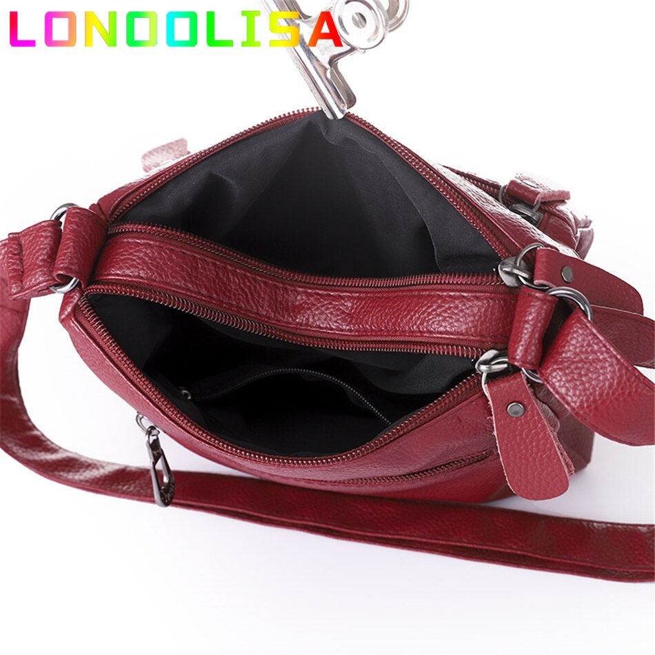 2 Layers Casual Women's Bags New Small Printing Shoulder Crossbody Handbags and Purse Multi-pocket Leather Messenger Sac Bolsa