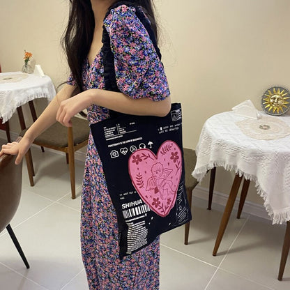 Youda Women Canvas Shopping Bag Female Canvas Cloth Shoulder Bags Eco Handbag Tote Reusable Grocery Shopper Students Book Pack