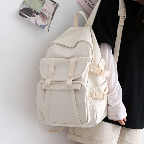 Fashion Solid Color Backpack Women New Waterproof Shoulders School Bags for Teenagers Female College Korean Backpack Ladies