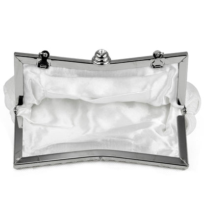WHITE satin bridal evening prom clutch handbag purse