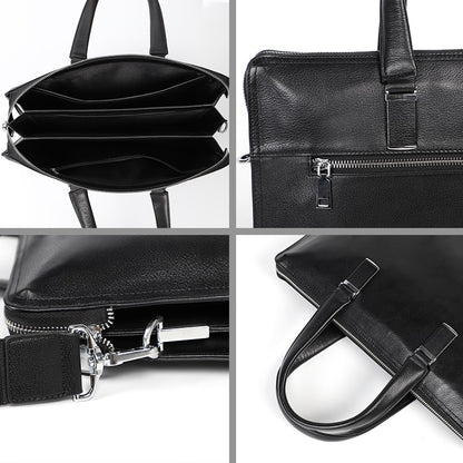 Real Cowhide Leather Briefcase Men Business Handbag Tote Male Messenger Bags Portfolio Laptop Shoulder Bag Men Lawyer Bag Thin