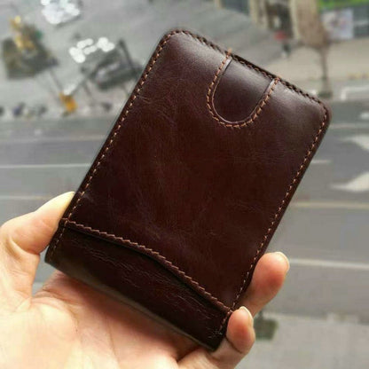 GENODERN Casual Small Wallet for Men Genuine Leather Male Slim Wallets Short Mini Wallet with Card Holder Pocket Purses