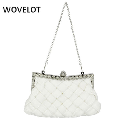 WHITE satin bridal evening prom clutch handbag purse
