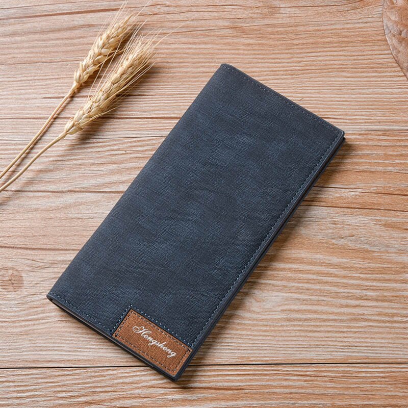 Long Simple Designer Men&#39;s Soft Leather Wallet With Hasp Man Slim Billfold Purse Card Holder 4 Colors
