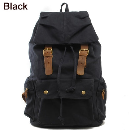 Fashion Vintage Leather military Canvas backpack Men&#39;s backpack school bag drawstring backpack women bagpack male rucksack