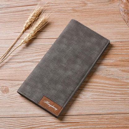 Long Simple Designer Men&#39;s Soft Leather Wallet With Hasp Man Slim Billfold Purse Card Holder 4 Colors