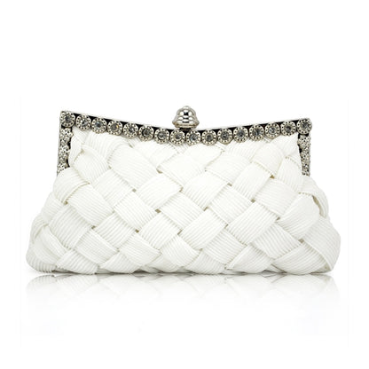 WHITE satin bridal evening prom clutch handbag purse