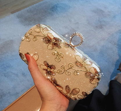 Luxury Handbags Women Bags Designer Embroidery Finger Rings Women Evening Bag Elegant Wedding Bridal Banquet Shoulder Bag bolsas