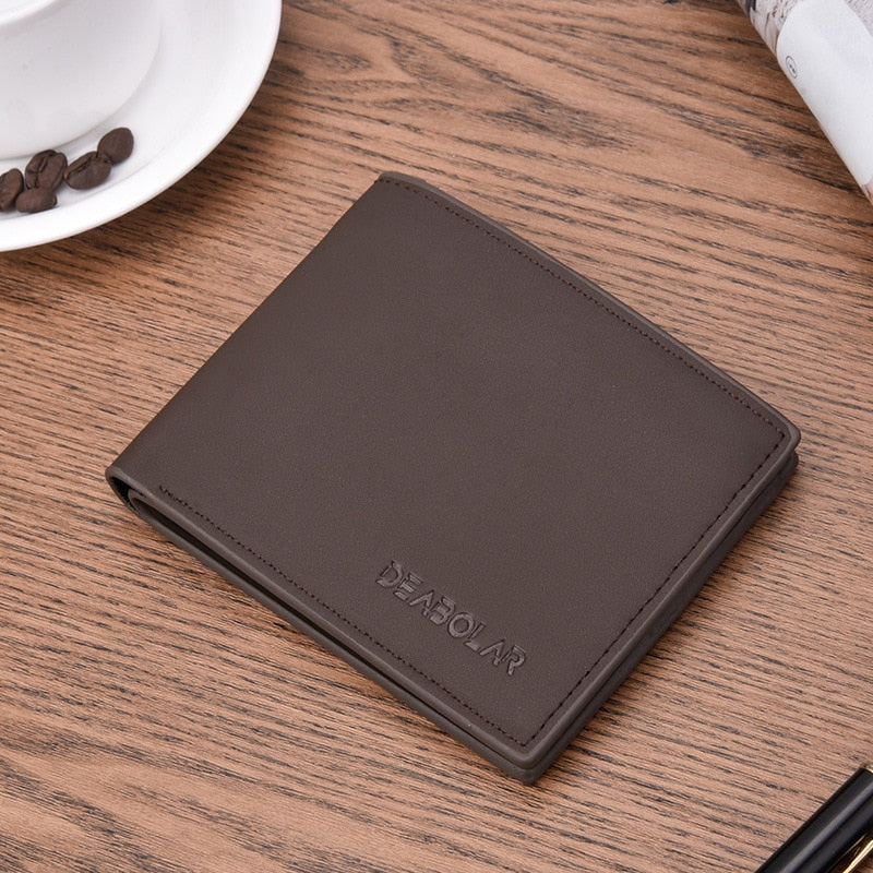 Transverse Men Wallets Vintage Solid Short Coin Purse Multi-Functional Cards Holders Simple Leather Wallet For Men Business