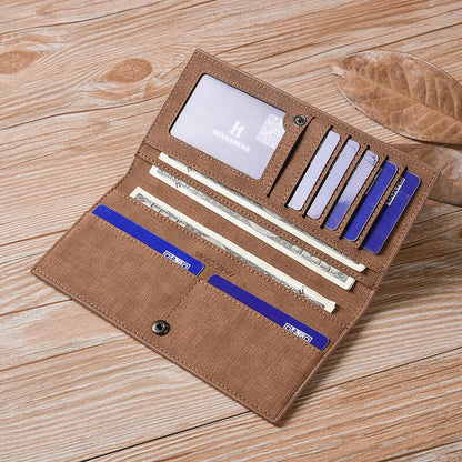 Long Simple Designer Men&#39;s Soft Leather Wallet With Hasp Man Slim Billfold Purse Card Holder 4 Colors