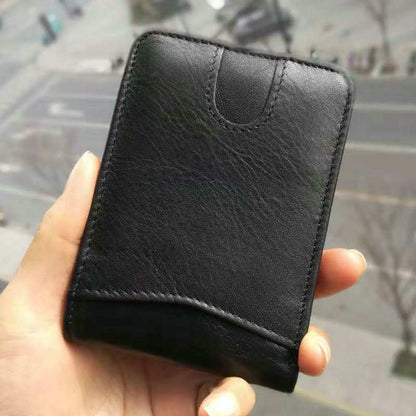 GENODERN Casual Small Wallet for Men Genuine Leather Male Slim Wallets Short Mini Wallet with Card Holder Pocket Purses