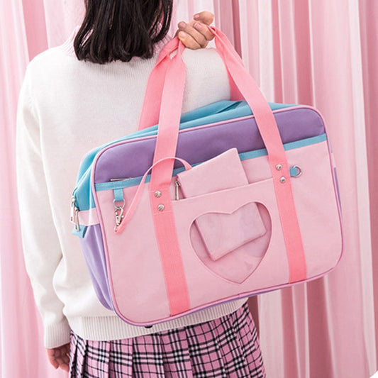Japanese Preppy Style JK Pink Uniform Shoulder School Bags For Women Girls Canvas Large Capacity Casual Luggage Handbags Totes