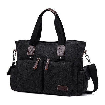 Canvas Fashion Mens Crossbody Bags Solid Color Multifunction Men Office Vintage Bag With Slit Pocket Crossbody Shoulder Bags Men