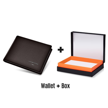 LAORENTOU Coin Purse Genuine Leather Men Wallet Card Holder for Male Driver&#39;s License Holder Leather Bifold Wallets Slim Wallet